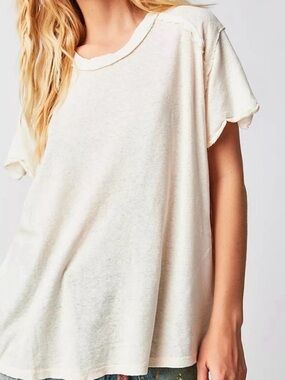 Free people care linen cotton boyfriend T-shirt